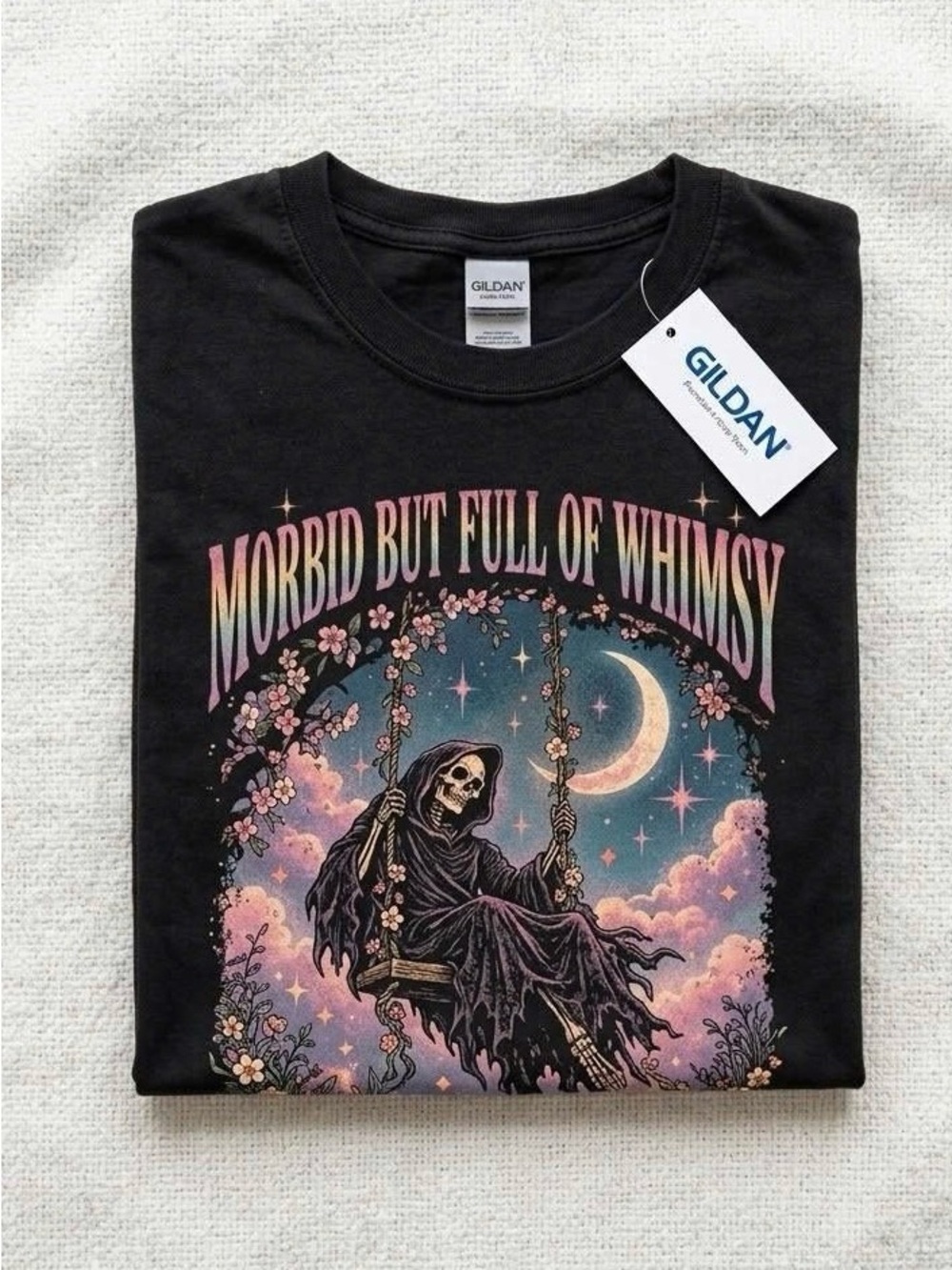 Morbid But Full Of Whimsy T-Shirt | Pastel Goth Grim Reaper Graphic Tee